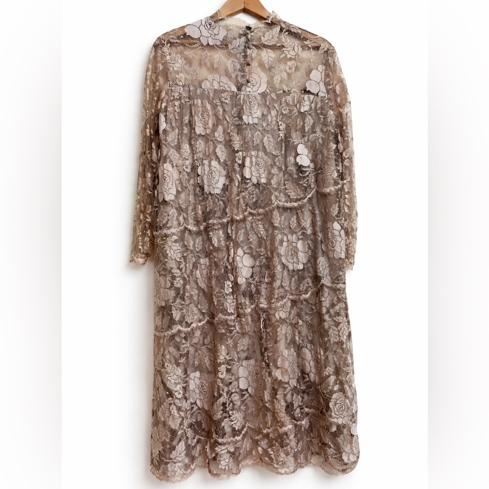 Rina DiMontella | Vintage Sequin French Lace 1920s Style Lace Tiered Dress 14